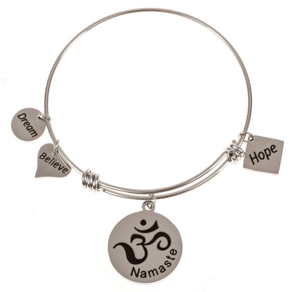 Expandable Charm Bangle Namaste Hope Dream Believe - Picture 3 of 3